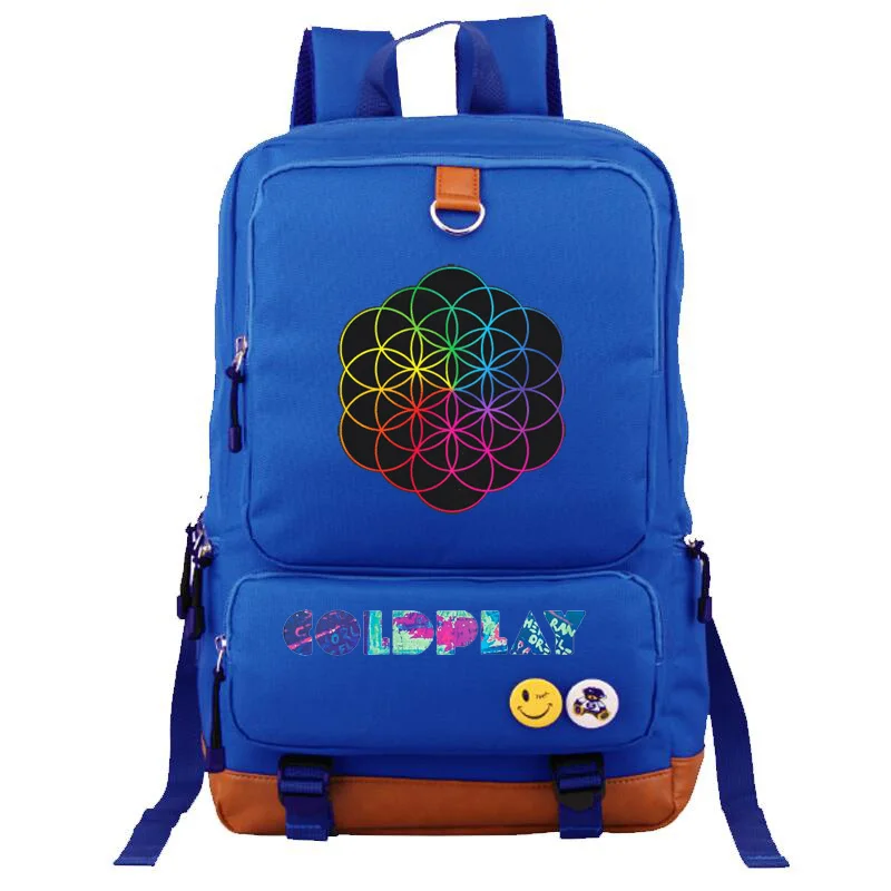 style1 Blue Coldplay школьная сумка Рок-Группа Рюкзак студенческий школьный рюкзак ноутбук рюкзак повседневный рюкзак для отдыха - Цвет: style1 Blue