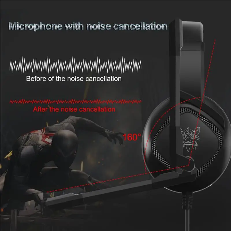 Led Light Gaming Headphones For Computer PS4 Gamer Adjustable Bass Stereo PC Gamer Over Ear Wired Headset With Mic