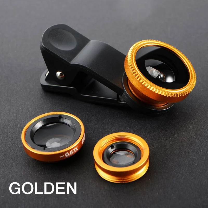 Portable 3 In1 Fish Eye Camera Mobile Phone Lens for Smartphone Wide Angle Fisheye Lens Clip Macro Telephone Android Accessoires 