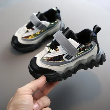 

Children's Sports Shoes Spring Autumn Lights Boys Girls Wave Bottom Non-slip Sequins Breathable Shoes LED Baby Shoes Fashion