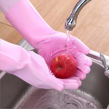 

Silicone Cleaning Gloves Kitchen Scrubber Rubber Gloves Household Cleaning Tools Car Pet Wear-resistant High Temperature Gloves