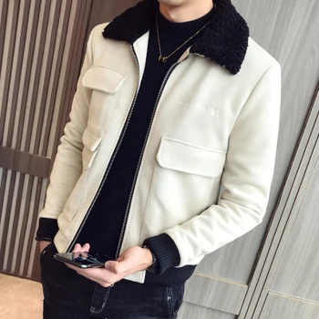 

Jacket men 2019 autumn and winter new Korean version of the self-cultivation suede men's shirt handsome youth cotton jacket tide