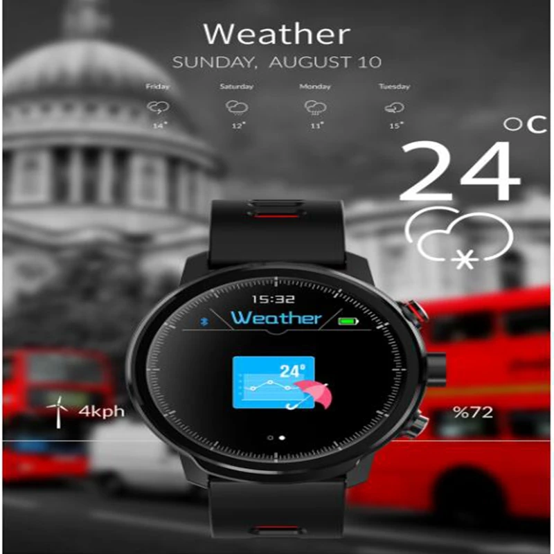 L5 Смарт-часы для мужчин IP68 Водонепроницаемые динамические часы с динамическим пульсом погоды