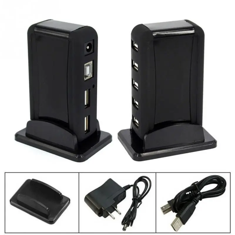 Горячая подходит для ПК/ноутбук 7 Порты и разъёмы usb-хаб практичный US/EU Стандартный USB 2,0 адаптер передачи данных Высокоскоростной разветвитель usb-хаб