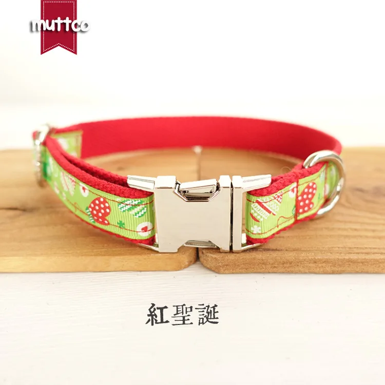 

Muttco High Quality Dog Collar Red And Green Decorative Pattern Pet Dog Collar Red Christmas Gift Pet Supplies Udc011
