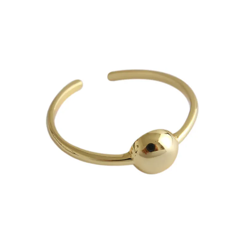 F.I.N.S Korean S925 Sterling Silver Rings for Women INS Minimalist Geometric Bead Glossy Female Ring Silver Fine Jewelry