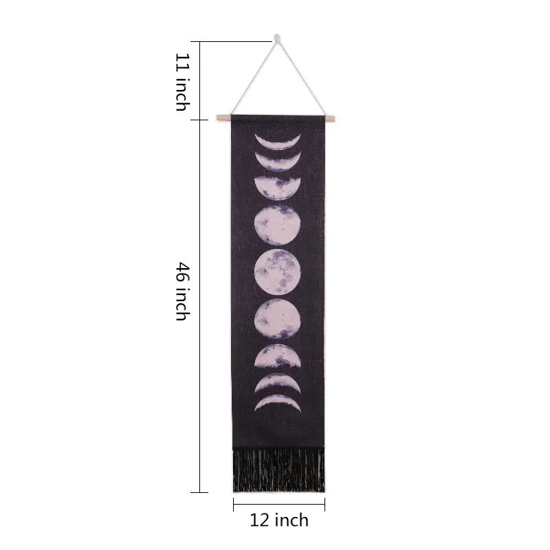 Настенный Гобелен CANIRICA Moon Phase Lunar, Декор для дома, гостиной, с блочным принтом, Современный домашний декор, гобелен, черный и бежевый
