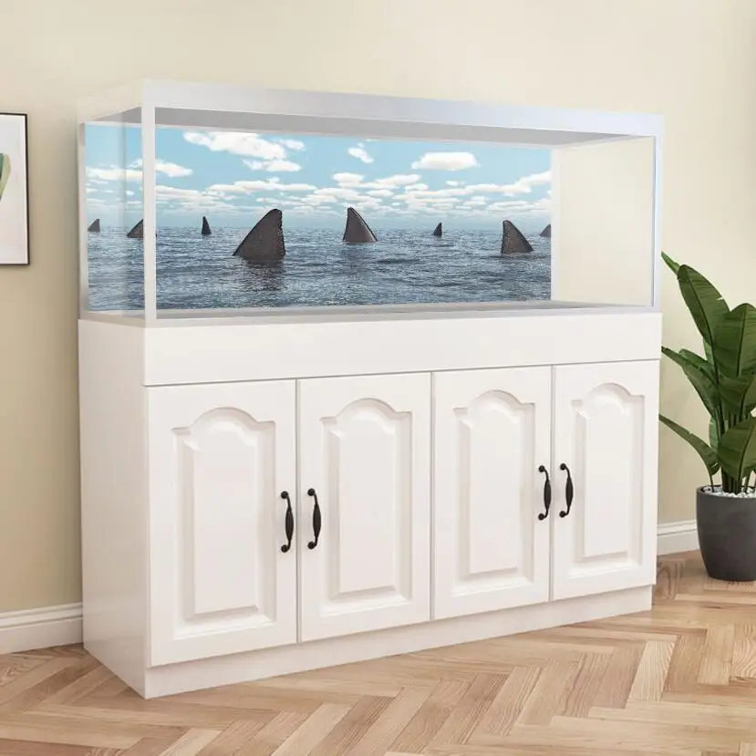 Стеклянная наклейка для украшения аквариума 3d домашнего diy натуральное голубое