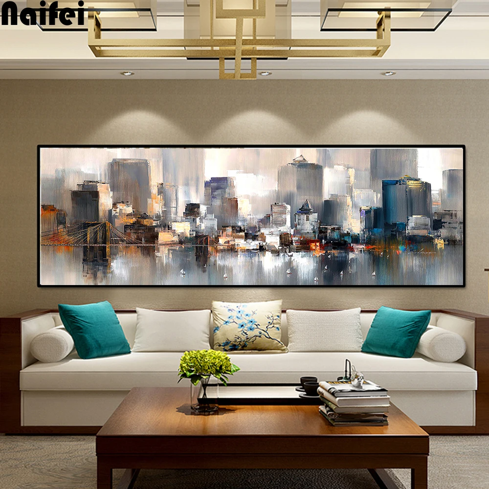 Abstract-Landscape-Posters-and-Prints-Wall-Art-Canvas-Painting-Lovers-and-City-View-Oil-Painting-Pictures