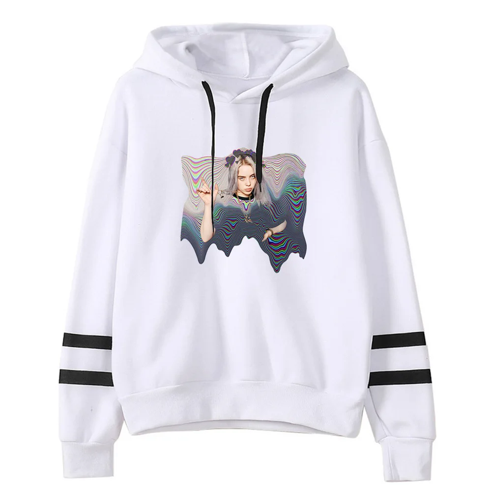 Billie Eilish Толстовка Мужская Черная зеленая хлопковая толстовка Пара Толстовка простая сохраняющая тепло Женская/Мужская хип-хоп толстовка KPOP одежда