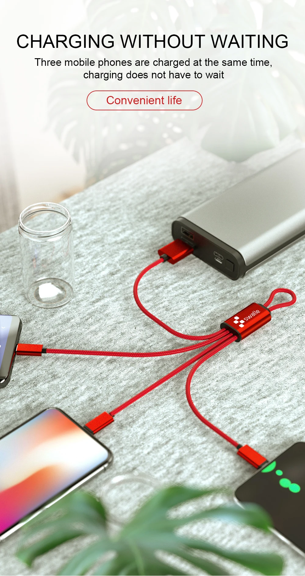 Swalle 3 в 1 USB кабель брелок короткий пункт Micro usb type C Многофункциональный Быстрый зарядный кабель для Xiaomi huawei iPhone