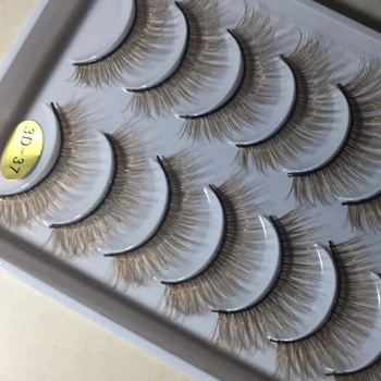 

New 10 Pairs Natural Long Fake Eye Lashes Thick Brown Dramatic False Eyelashes Extension Make Up Tools Doll Eyelashes