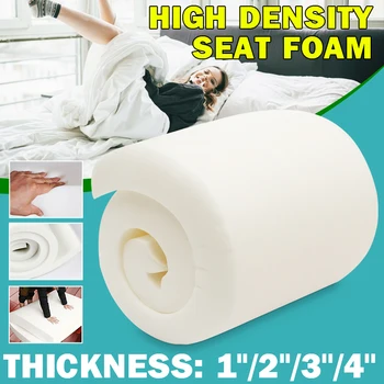 

High Density Seat Cushion Foam Rubber Replacement Polyurethane Upholstery Cushion Pad White Firm Foam Sheet Cushion Pads 4 Size