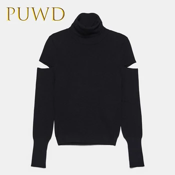 

PUWD 2019 New Autumn Open Design High-collar Knitted Top