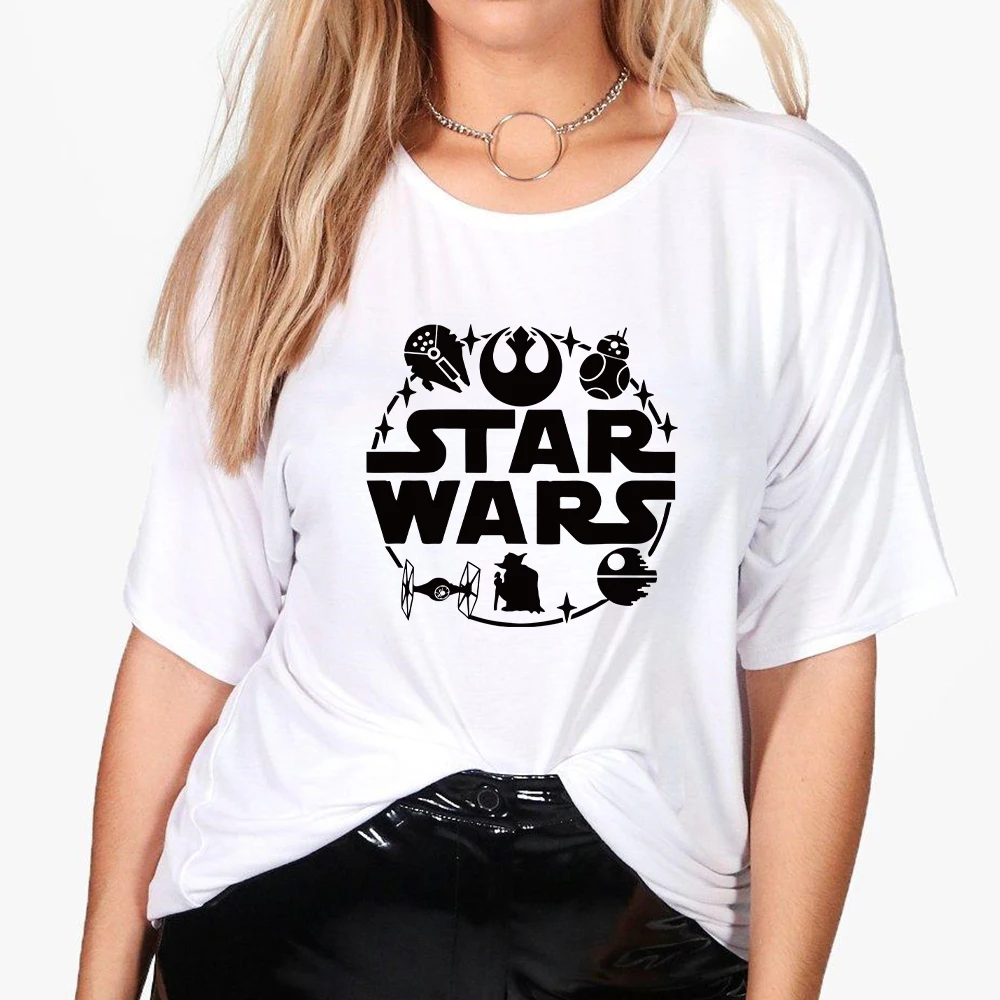 

Star Wars Oversize Spring Summer Harajuku T-shirt Streetwear Vintage Plus Size Kawaii Mandalorian Graphic Tshirt Female T shirt