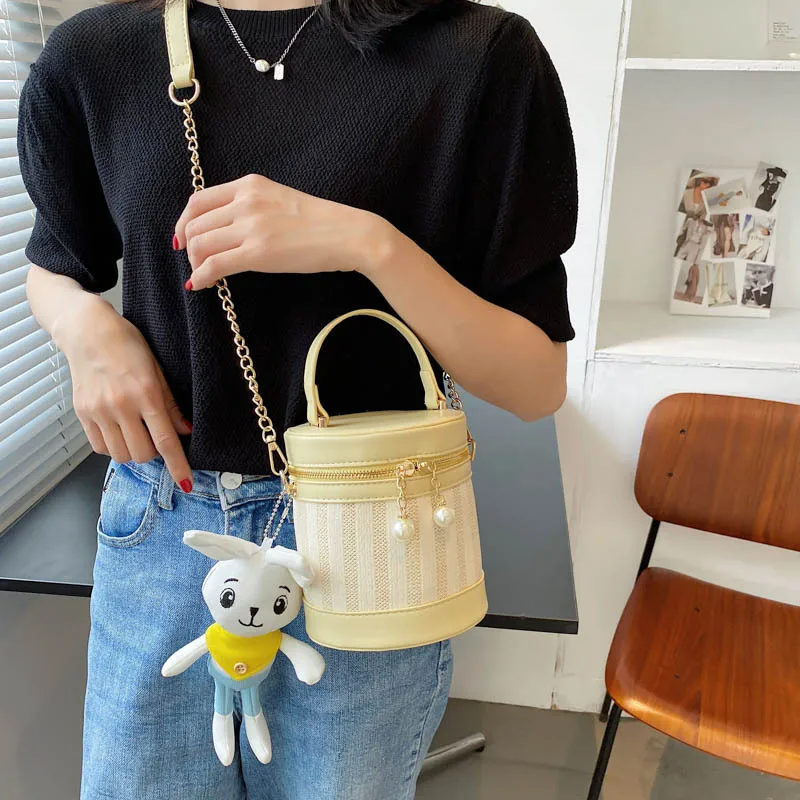 

Summer Popular Bucket Handbags 2021 New Texture Fashion Woven One-Shoulder Messenger Bag Western-Style Woven Handbag