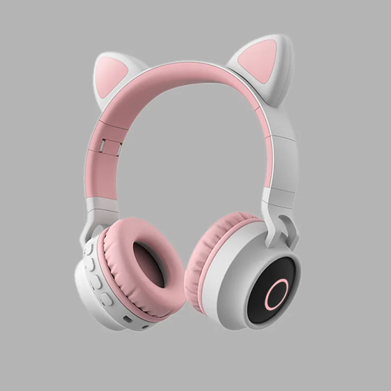 Kids Bluetooth 5 0 Headphones LED light Cat Ears Headset Wireless Earphone HIFI Stereo Bass headphone for Phones with microphone