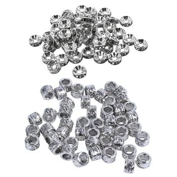 

100 Pcs Spacers Bead :50 PCS Swirl Spacer Beads Fit Charm Bracelet with 50 Pcs Clear Rhinestone Rondelle Spacers Beads 8X3Mm Sil