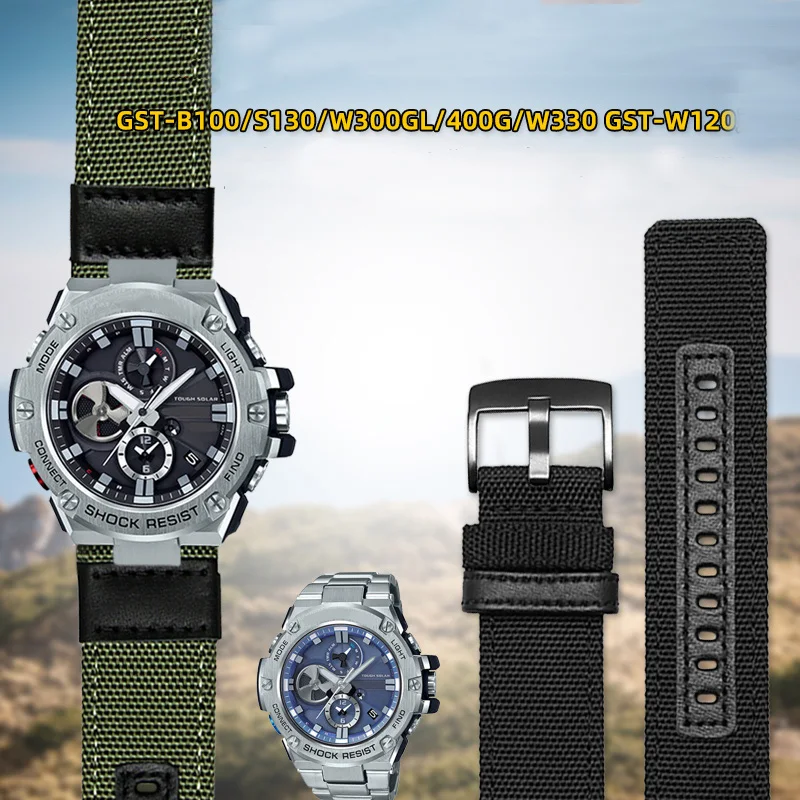 

Нейлоновый Холщовый кожаный ремешок для наручных часов G-shock Casio GST-B100/S130/S100G/W300G/W330/400G/410 GST-W120L/S120/W130L/S110 мужской ремешок