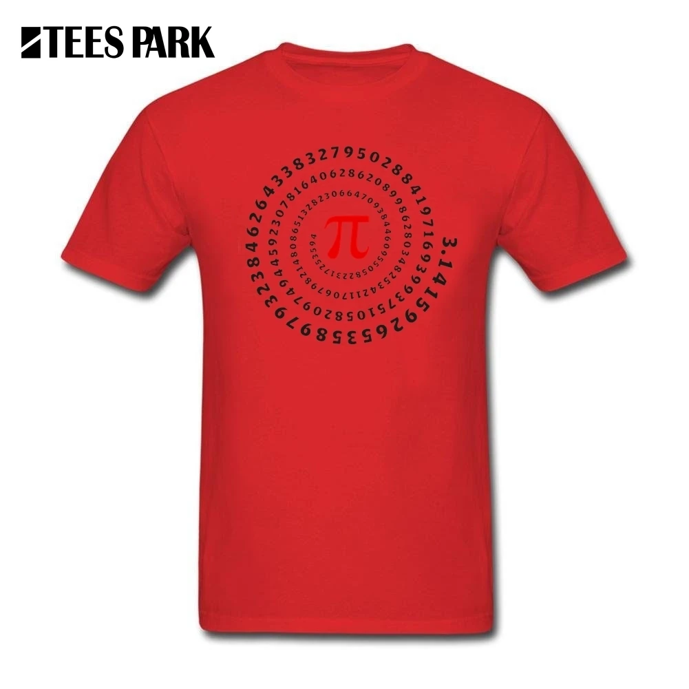 Tees Pi spiral Science Mathematics Math Irrational Number Sequence Math Teacher Men T Shirts Cotton T-Shirt Short Sleeve - Цвет: Красный