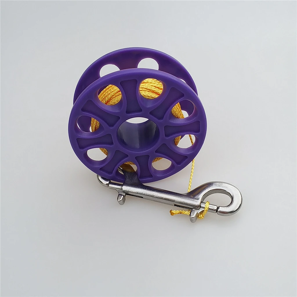 Plastic Lightweight Scuba Diving Finger Spool Reel+ Replacement 100ft(30m) Strong Strength Fluorescent Yellow Line