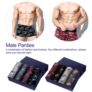

4pcs/set Men Boxer Soft Underwear Large Size Cotton Soft Breathable Comfortable Shorts Underwear Male Panties Seamless