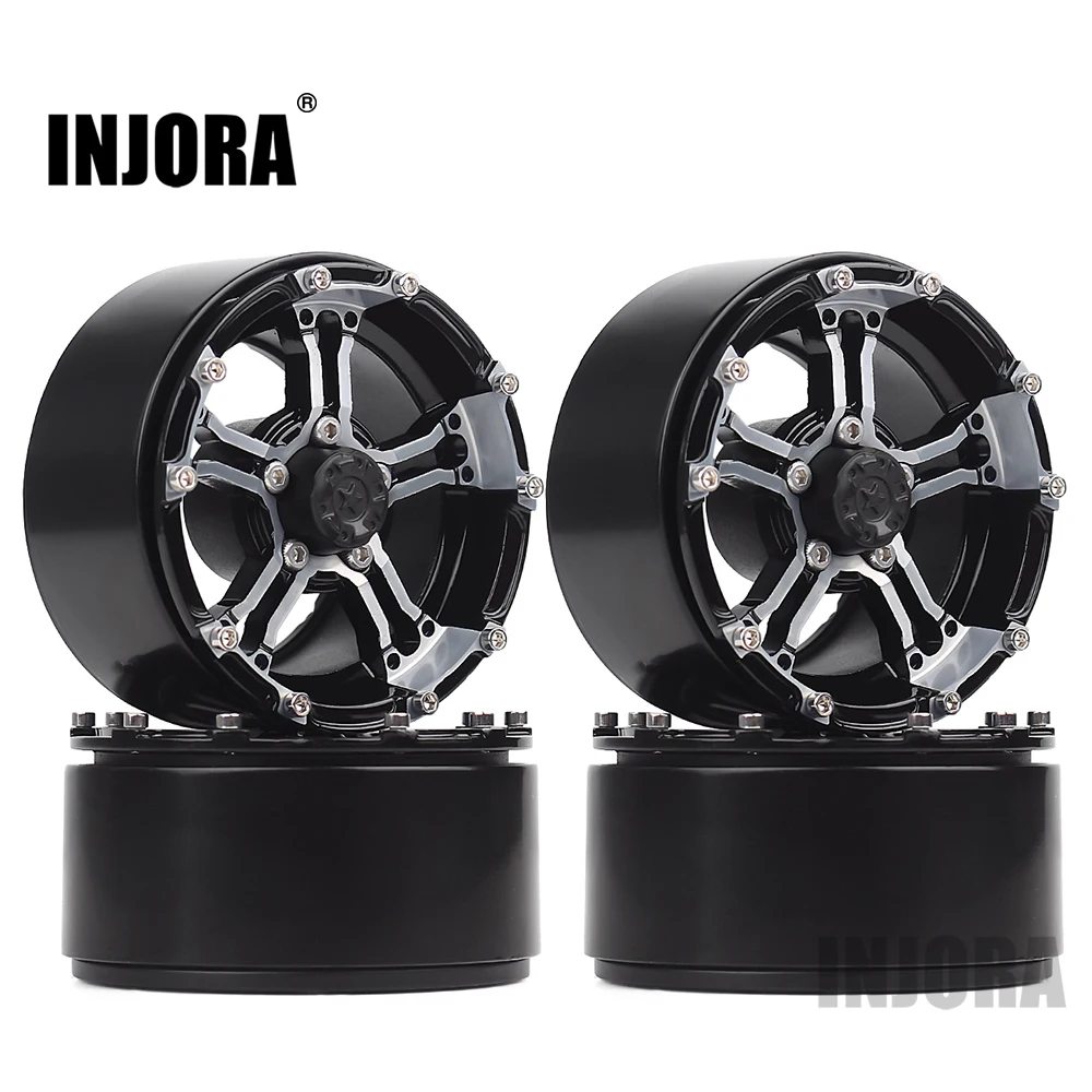 INJORA 4 шт. 171 г/шт. тяжелый RC Рок Гусеничный металлический 1," BEADLOCK обод колеса для 1/10 осевой SCX10 90046 90047 Traxxas TRX-4 D90 - Цвет: 10BK