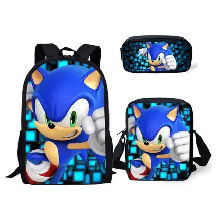 photo color Мода 3 шт./компл. рюкзак Горячая игры Sonic зубная щётка 4 с рисунком ежа школьные рюкзаки для студентов с рисованным аниме для подростков книга-в комплекте с набором подходящих сумок - Цвет: photo color