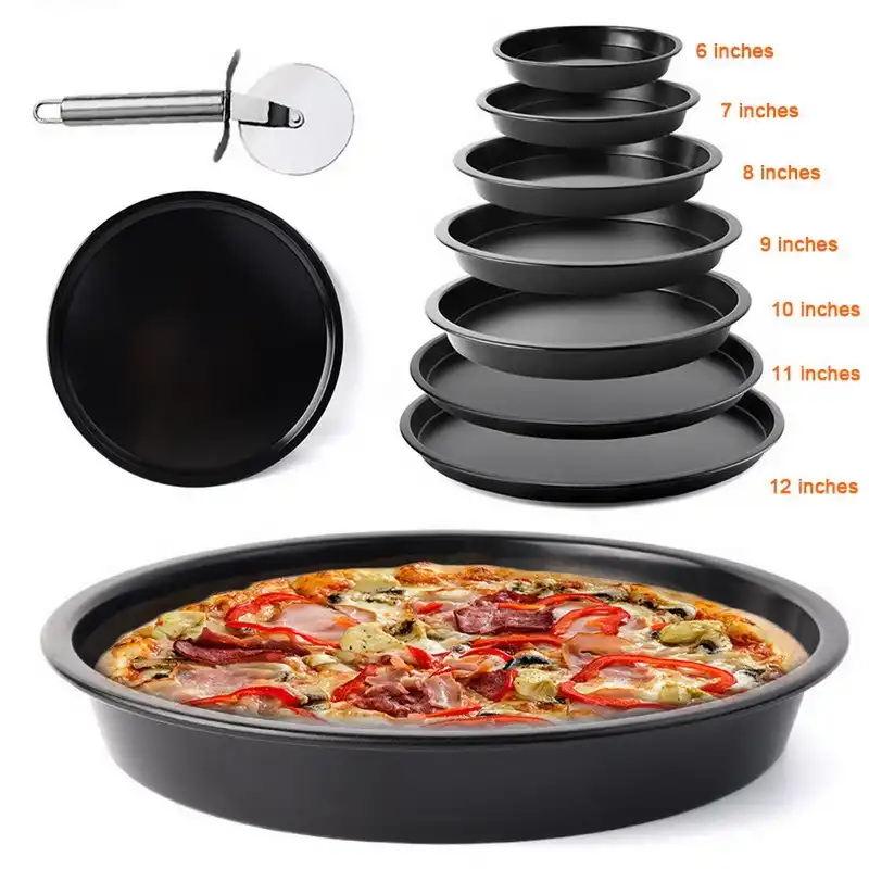 6-10" Non Stick Pizza Tray Carbon Steel Baking Round Oven Plate Pizza Pans New
