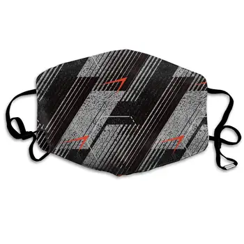 

Abstract Grey Geometric Washable Reusable Mask, Cotton Anti Dust Half Face Mouth Mask For Kids Teens Men Women With Adjustable
