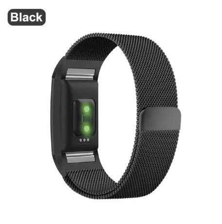 Black Металлический браслет из нержавеющей стали для браслета Fitbit charge 2 Миланская петля Магнитный Fitbit charge 3 ремешок умный Браслет для наручного ремешка - Цвет ремешка: Black