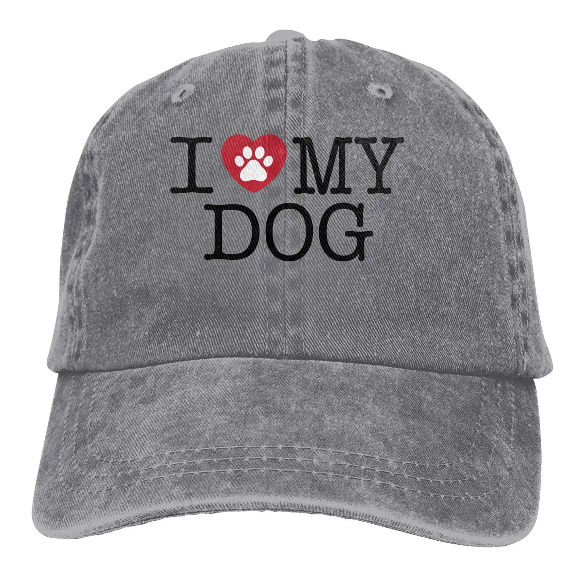 Мужская и женская джинсовая бейсболка с регулируемой пряжей I Love My Dog Кепка в стиле хип-хоп