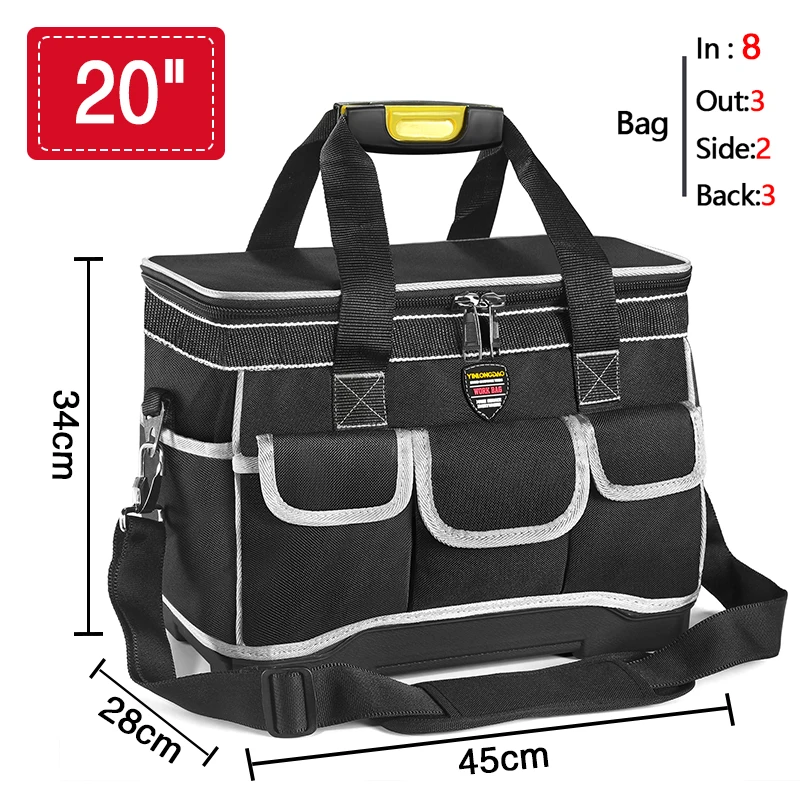 2021New Tool Electrician Bag Portable Multi Pocket Waterproof Toolkit Multi Function Tool Bag 1680D Oxford Cloth Electrician Bag top tool chest Tool Storage Items