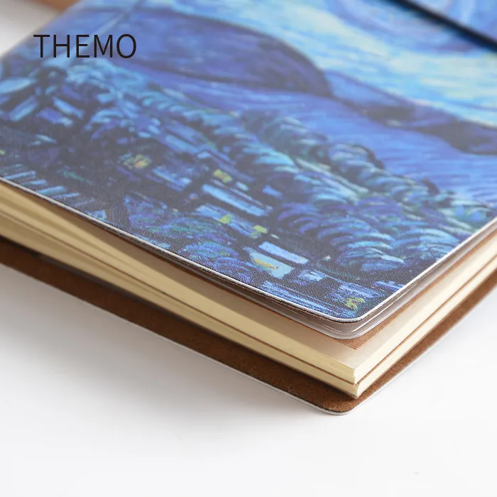 Stylish cute notebook Van Goah Painting PU Leather Cover Diary Book traveler's notebook 60 sheets well-structured notebooks belt Stylish cute notebook Van Goah Painting PU Leather Cover Diary Book traveler's notebook 60 sheets well-structured notebooks belt