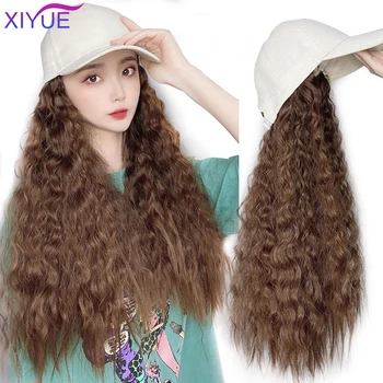 

XIYUE Long Water Ripple Synthetic Cap Wig Natural Black / Brown Wave Wigs Naturally Synthetic Hat Wig Adjustable For girl party