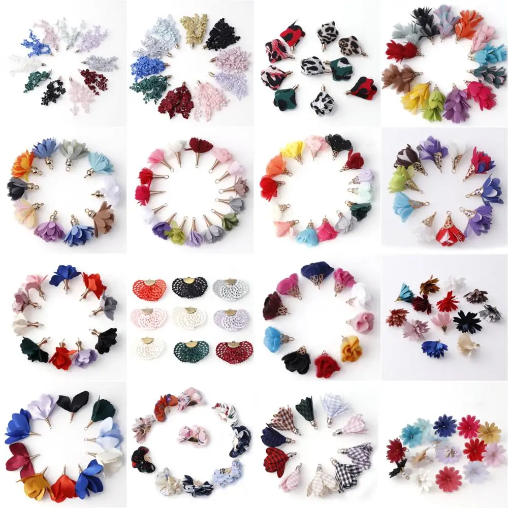 Mix Color Tassel 6-10Pcs/set DIY Flower Silk Polyester Charms Jewelry Bracelet Key Making Fringe Trim Craft Tassels Sewing Acces