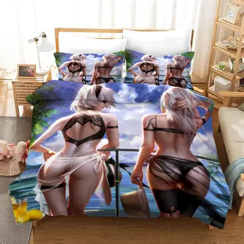

Cartoon Sexy Buttocks Girl Black Bikini Bed Set Bedroom Decor Hypoallergenic Quilt Cover 1PC Duvet Cover Pillowcase Free Mask