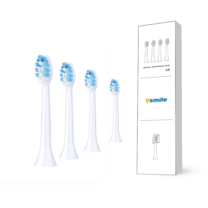 Vsmile 4 или 8 Сменные насадки для зубных щеток белые “сильные” насадки для электрической зубной щетки es - Цвет: 4 White Brush Heads