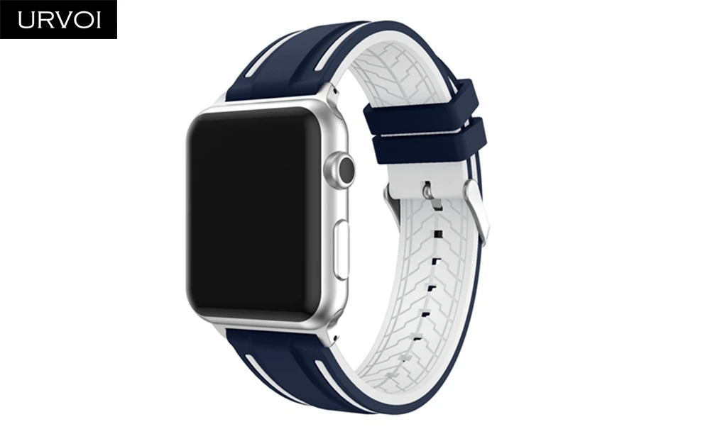 URVOI ремешок для apple watch 4 3 2 1 спортивный ремешок для iwatch мягкий силиконовый сменный ремешок+ адаптеры из нержавеющей стали 40 44 мм