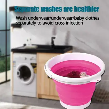 

Mini Ultrasonic Automatic Washing Machine Foldable Type Clothes Washer USB For Home Laundry Cleaner Rechargable Bucket Trav X8F5