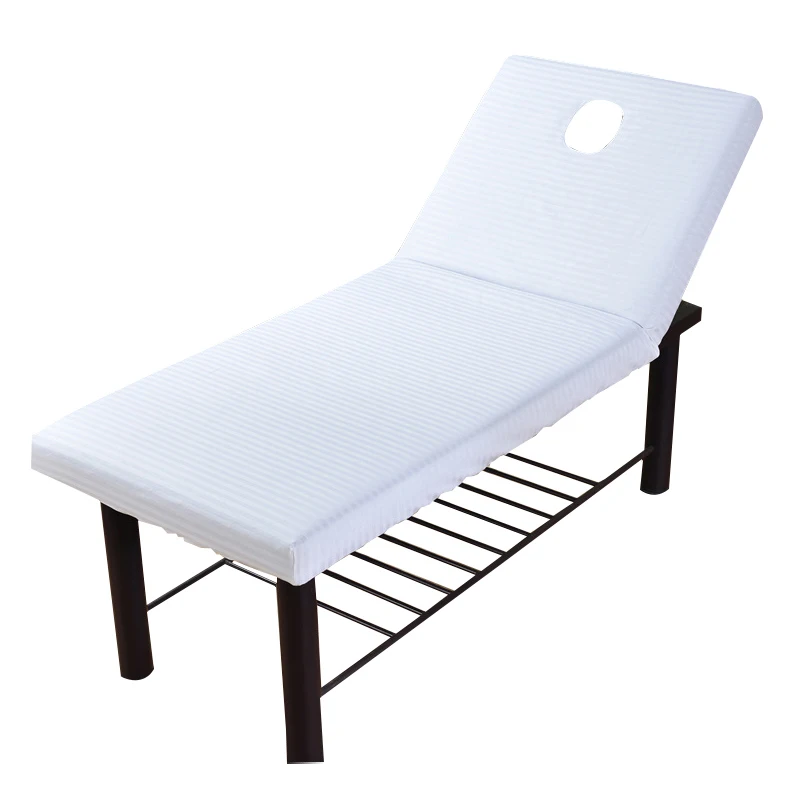 white color Pure color Beauty Massage Bed Sheet Cotton Elastic Rubber Band Bed Cover for SPA Treatment Bed Cover with Breath Hole sheet - Цвет: white color