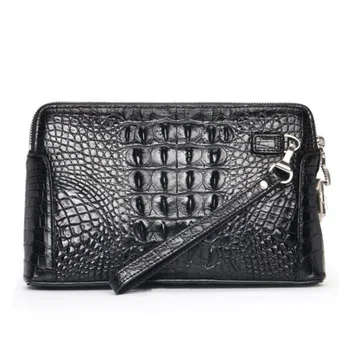 

YILUNXI Crocodile leather clutch Men's Large Capacity Handbag Casual leather clip bag Men's combination lock clutch Elegant bag