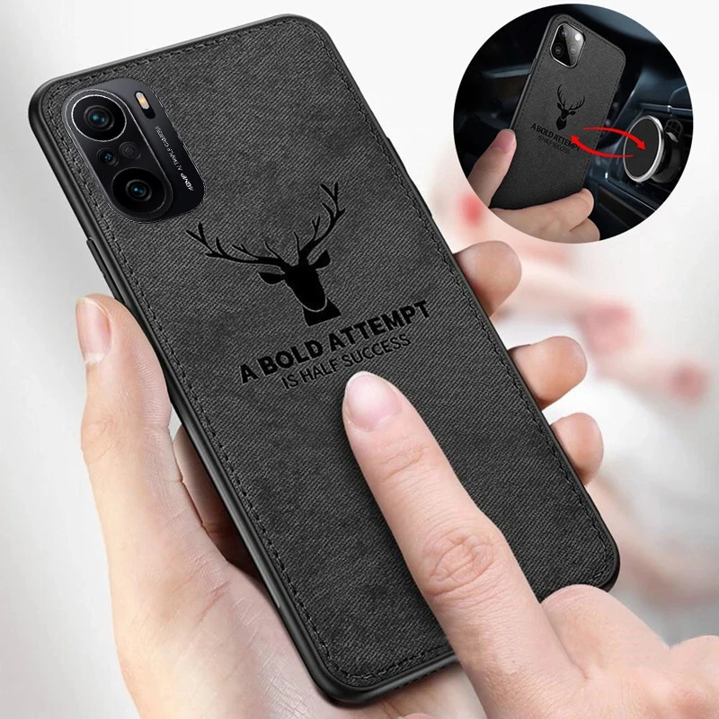 Cloth Case For Xiaomi Mi 11 9 9T 10T Lite 11T Poco F3 F2 Pro Redmi 9A 10A 9C 9T Note 10S 8 9 10 Pro Build-in Magnet Deer Cover