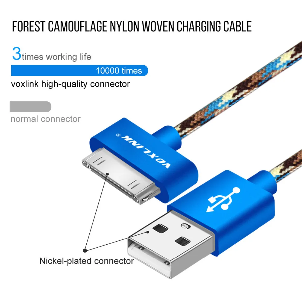 VOXLINK USB кабель для синхронизации данных и зарядки 30 Pin металлический usb-кабель с разъемом для Apple iPhone 4 4S ipod ipad 2 3 зарядный кабель для телефона