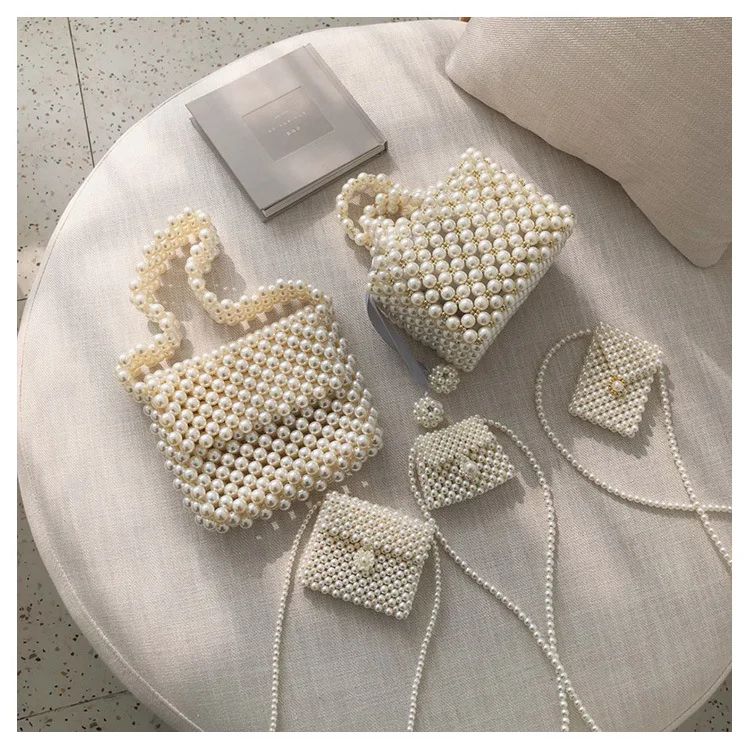 

Women Evening Party Handbag Pearl Handmade Beaded Tote Bags Luxury Ladies Dress Bags Bag Coin Purse Phone Bag