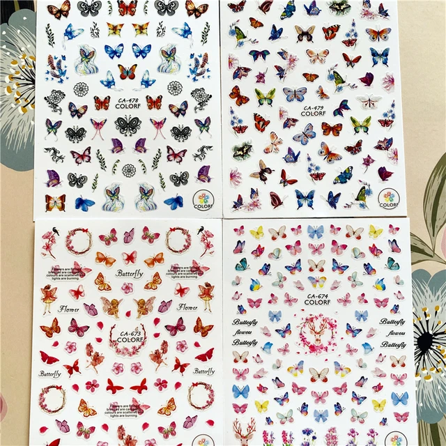 Z-D3702 Z-D3706 Colorful butterfly 3D Back glue Nail decal Nail sticker Nail decoration Nail art Nail ornament CA-478-479-673-674