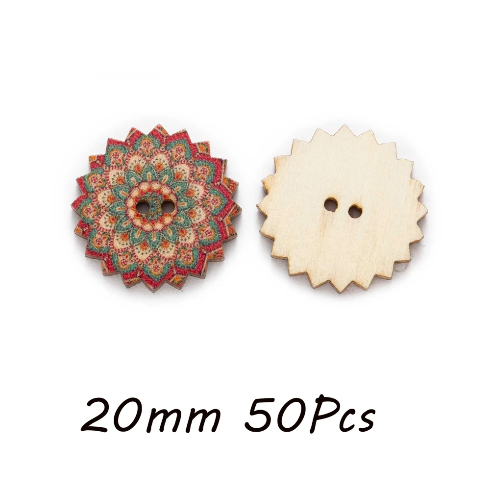 50pcs Painted Gear Wood Buttons With 2 Holes for Handwork Sewing Scrapbook Clothing Crafts Accessories Gift Card 20-25mm - Цвет: A