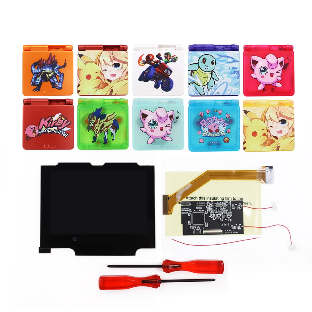 

Touch Version 8 Color Models 3.19 Inch Screen For GBA SP IPS V2 Backlight LCD Display Kit And UV Printed Pre-Cut Shell