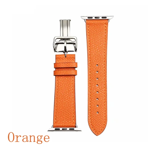 Ремешок для apple watch band 5 4 44 мм 40 мм correa iwatch 3 2 42 мм 38 мм раскладной кожаный браслет с пряжкой аксессуары для apple watch - Цвет ремешка: Orange