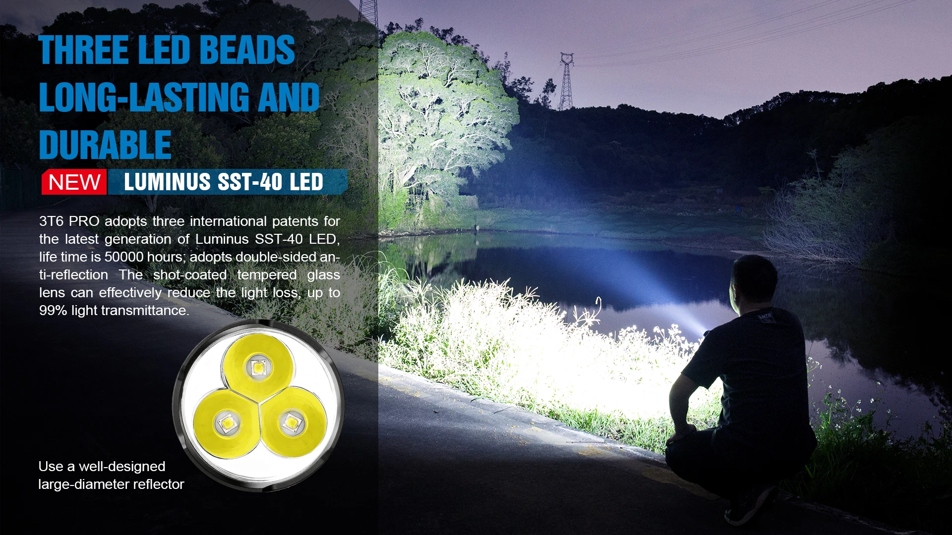 Trustfire-lanterna de Caça Tocha com Led Iluminação ao ar Lanterna Tático Lúmens Bateria 18650 Livre 600 Metros 3t6 Pro 5200 2 com led tático, 5200 lúmens, bateria 18650,